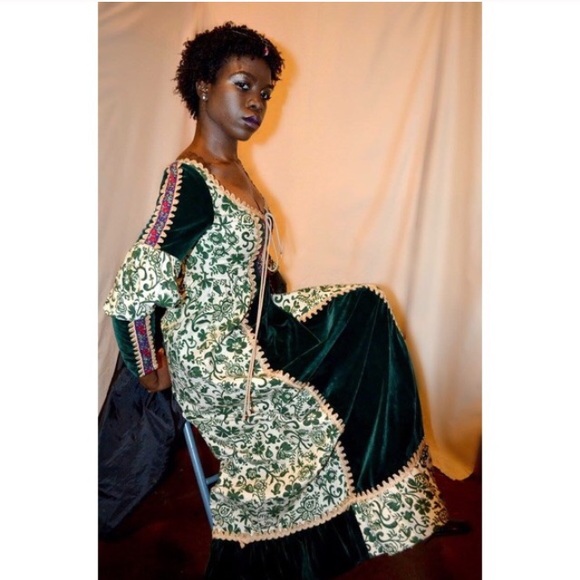 Gunne Sax Green and Cream Maxi Dress - Picture 3 of 4